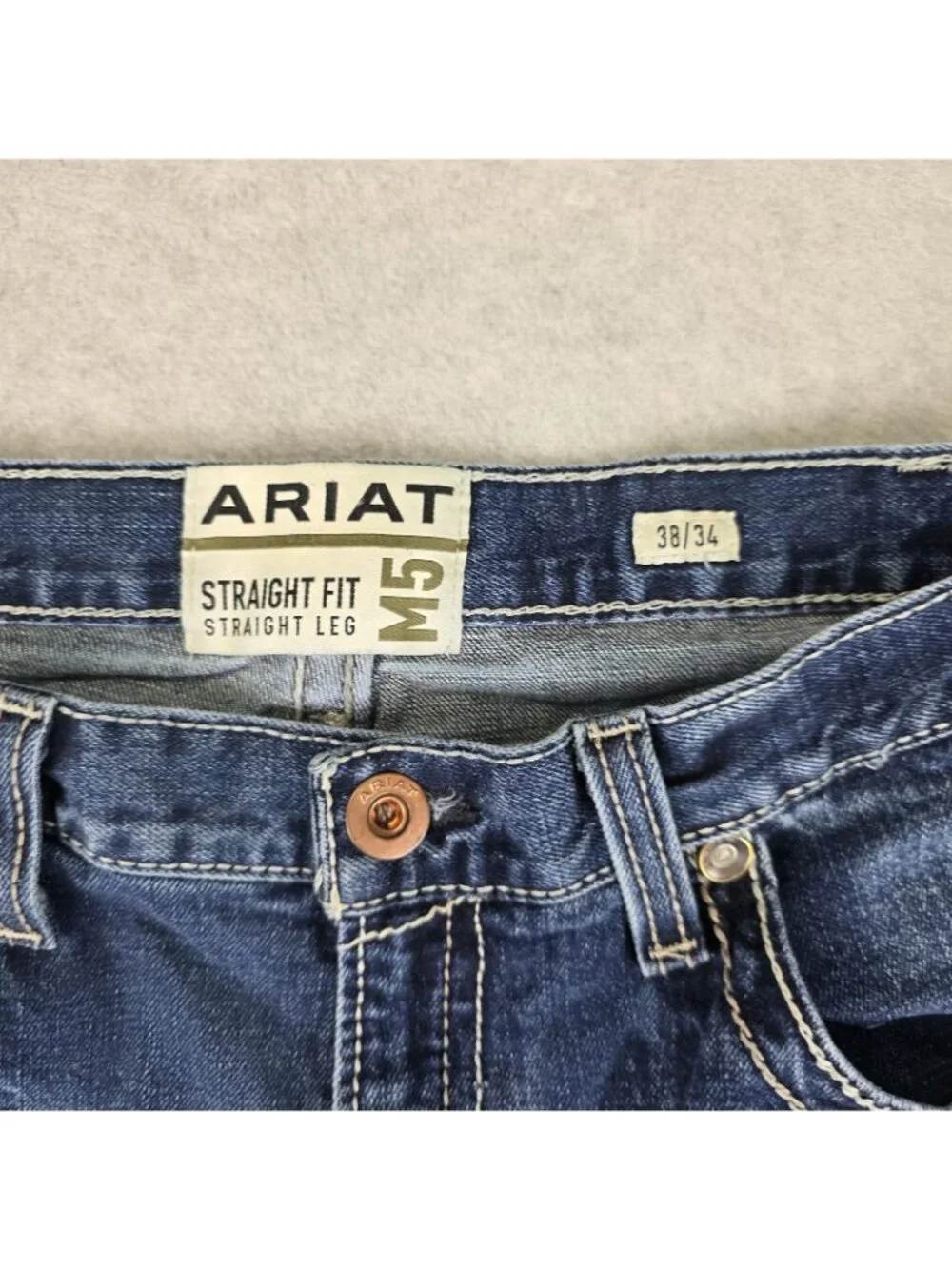Ariat M5 Straight Fit Straight Leg Jeans Mens 38x34 Blue Medium Wash Denim